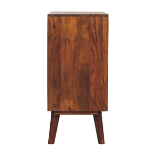 Fresco Sideboard Cabinet Rattan Border Framed Sliding Doors Chestnut Twin-Door