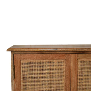 Palma Sideboard Cabinet Rattan Cane Twin Doors Natural Oak Bracket Skirted Base