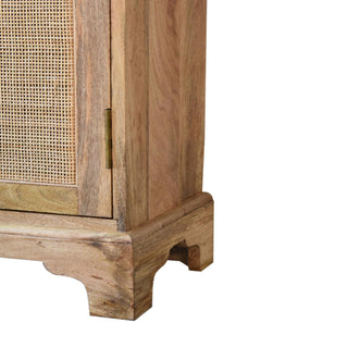 Palma Sideboard Cabinet Rattan Cane Twin Doors Natural Oak Bracket Skirted Base