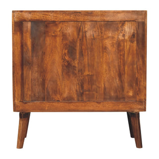 Axis Sideboard Cabinet Brass-Inlaid Geometric Cube Door Three-Drawer Chestnut