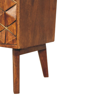 Axis Sideboard Cabinet Brass-Inlaid Geometric Cube Door Three-Drawer Chestnut