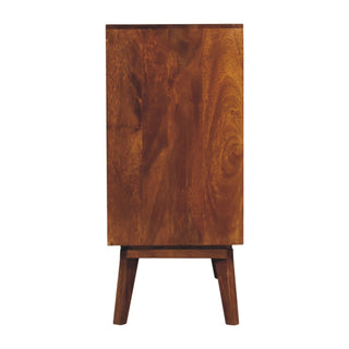 Axis Sideboard Cabinet Brass-Inlaid Geometric Cube Door Three-Drawer Chestnut
