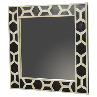 Bone Inlay Mirror Frame Honeycomb Black White