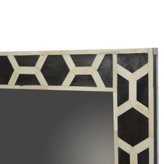 Bone Inlay Mirror Frame Honeycomb Black White