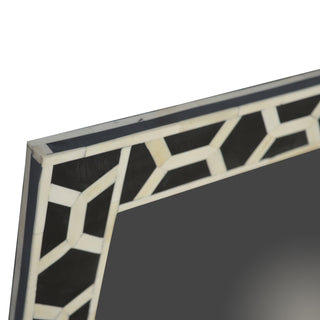 Bone Inlay Mirror Frame Honeycomb Black White