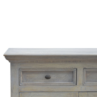 Greywell Large Sideboard with Four Glazed Doors and Drawers in Stone Wash Finish