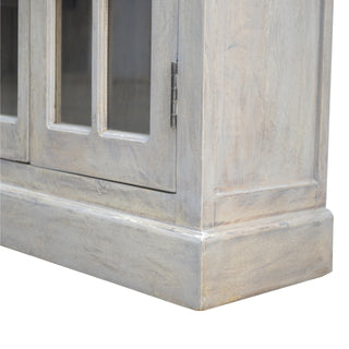 Greywell Large Sideboard with Four Glazed Doors and Drawers in Stone Wash Finish