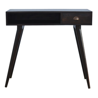 Vesper Writing Desk Mango Wood Shell Handle Drawer With Open Shelf