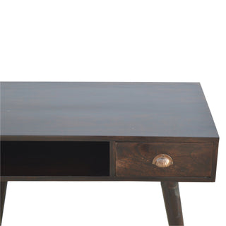 Vesper Writing Desk Mango Wood Shell Handle Drawer With Open Shelf