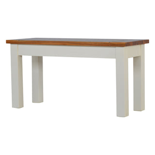 Hamble Hallway Bench Two-Tone Acacia Honey Top White Painted Farmhouse Legs Mango Wood