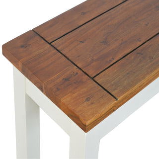 Hamble Hallway Bench Two-Tone Acacia Honey Top White Painted Farmhouse Legs Mango Wood