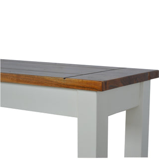 Hamble Hallway Bench Two-Tone Acacia Honey Top White Painted Farmhouse Legs Mango Wood