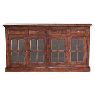 Rosewood Large Sideboard with Glazed Cabinet Doors and Drawers in Cherry Finish