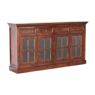 Rosewood Large Sideboard with Glazed Cabinet Doors and Drawers in Cherry Finish