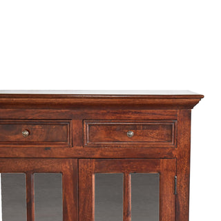 Rosewood Large Sideboard with Glazed Cabinet Doors and Drawers in Cherry Finish