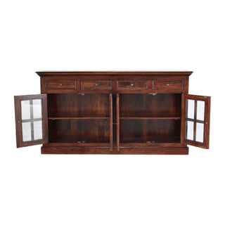 Rosewood Large Sideboard with Glazed Cabinet Doors and Drawers in Cherry Finish