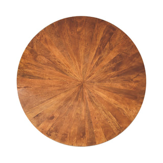 Keg Round Coffee Table Solid Wood Full Drum Body Sunburst Grain Chestnut