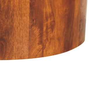 Keg Round Coffee Table Solid Wood Full Drum Body Sunburst Grain Chestnut