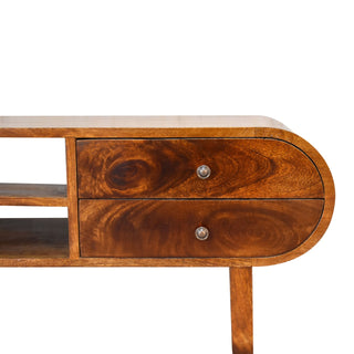 Pebble Media Unit Chestnut Mango Wood Pill-Shaped Capsule Body with U-Shape Sled Legs