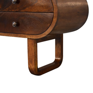 Pebble Media Unit Chestnut Mango Wood Pill-Shaped Capsule Body with U-Shape Sled Legs
