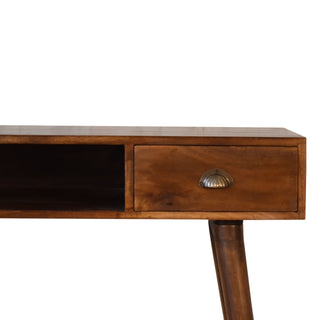 Ember Writing Desk Mango Wood Chestnut Shell Handle Drawer With Open Slot