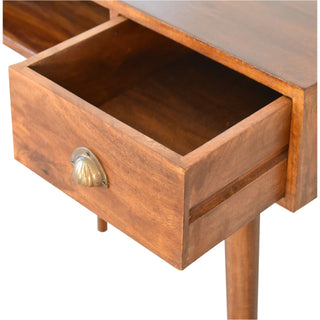 Ember Writing Desk Mango Wood Chestnut Shell Handle Drawer With Open Slot