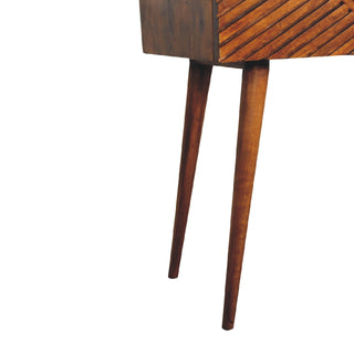 Savio Console Table with Drawers Carved Chevron Chestnut Mango Wood