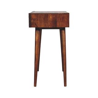 Savio Console Table with Drawers Carved Chevron Chestnut Mango Wood