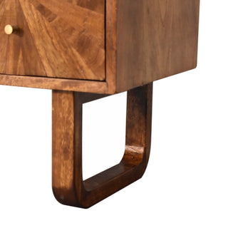Seren Media Unit Chestnut Mango Wood Diamond-Front Panels with Open Shelf