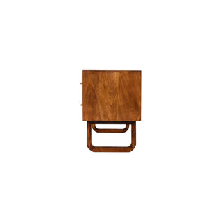 Seren Media Unit Chestnut Mango Wood Diamond-Front Panels with Open Shelf