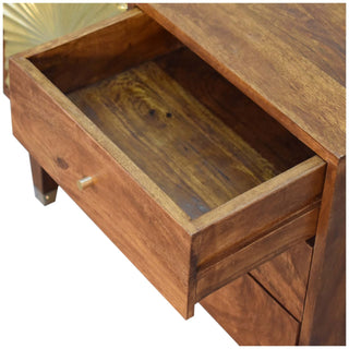 Solaris Small Sideboard with Brass Sunburst Door and Tapered Legs