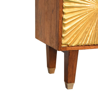 Solaris Small Sideboard with Brass Sunburst Door and Tapered Legs