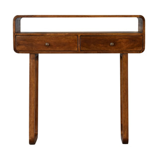 Selene Slim Console Table with Drawers U-Frame Chestnut Mango Wood