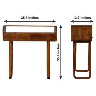 Selene Slim Console Table with Drawers U-Frame Chestnut Mango Wood
