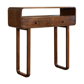 Selene Slim Console Table with Drawers U-Frame Chestnut Mango Wood
