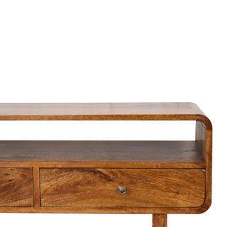 Cleo Media Unit Chestnut Solid Mango Wood Open Shelf with U-Shape Legs