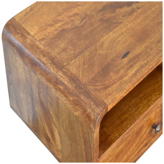 Cleo Media Unit Chestnut Solid Mango Wood Open Shelf with U-Shape Legs