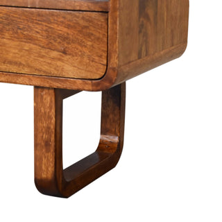 Cleo Media Unit Chestnut Solid Mango Wood Open Shelf with U-Shape Legs