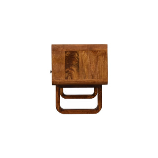 Cleo Media Unit Chestnut Solid Mango Wood Open Shelf with U-Shape Legs