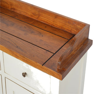 Hadley Kitchen Cabinet White Painted Shaker Doors Acacia Honey Top Farmhouse