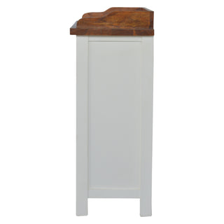 Hadley Kitchen Cabinet White Painted Shaker Doors Acacia Honey Top Farmhouse