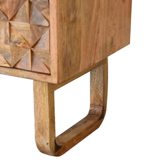Moxo Hallway Storage Bench Charcoal Tweed Tufted Seat Hand-Carved Mosaic Panel Sled Base