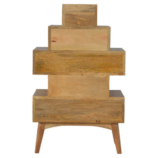 Zeno Tower Chest Cabinet Five-Drawer Stepped Pyramid Natural Oak Scandi