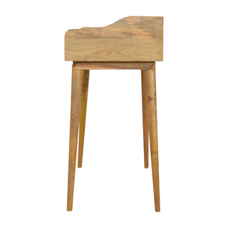 Alara Writing Desk Mango Wood Triple Grey-Painted Drawers With Gallery Back