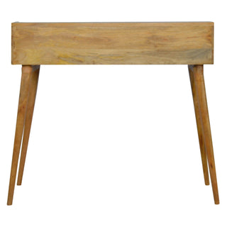 Alara Writing Desk Mango Wood Triple Grey-Painted Drawers With Gallery Back