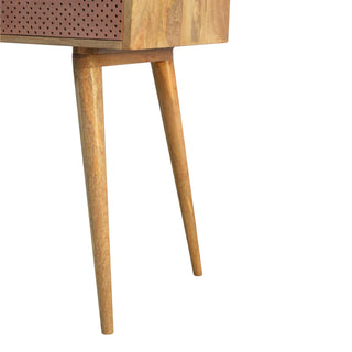 Idris Writing Desk Solid Wood Perforated Copper Drawer With Open Slot