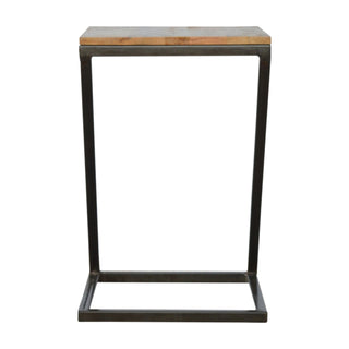 Zael Side Table Z-Frame Iron Base Mango Wood Oak Finish