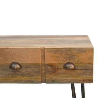 Kodak Slim Console Table with Drawers Mango Wood Hairpin Iron Legs