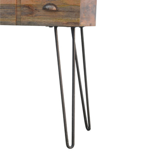 Kodak Slim Console Table with Drawers Mango Wood Hairpin Iron Legs