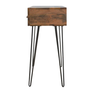 Kodak Slim Console Table with Drawers Mango Wood Hairpin Iron Legs
